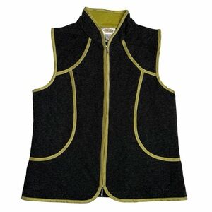 Talbots Reversible Silk Wool Blend Vest Gray &‎ Chartreuse Lime Green Women’s L